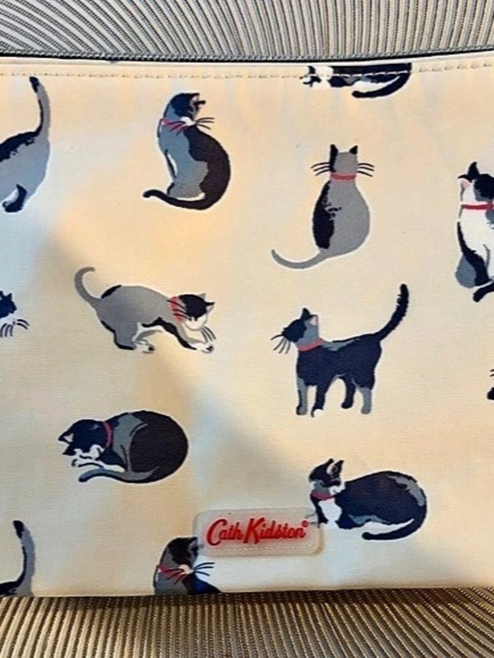 Cath Kidston Cat Print Cosmetic Pouch in Cream & Blue